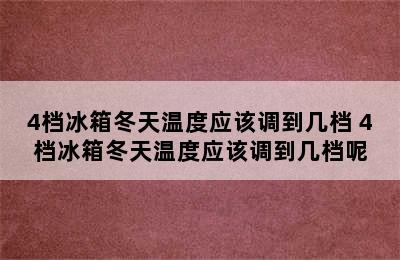 4档冰箱冬天温度应该调到几档 4档冰箱冬天温度应该调到几档呢